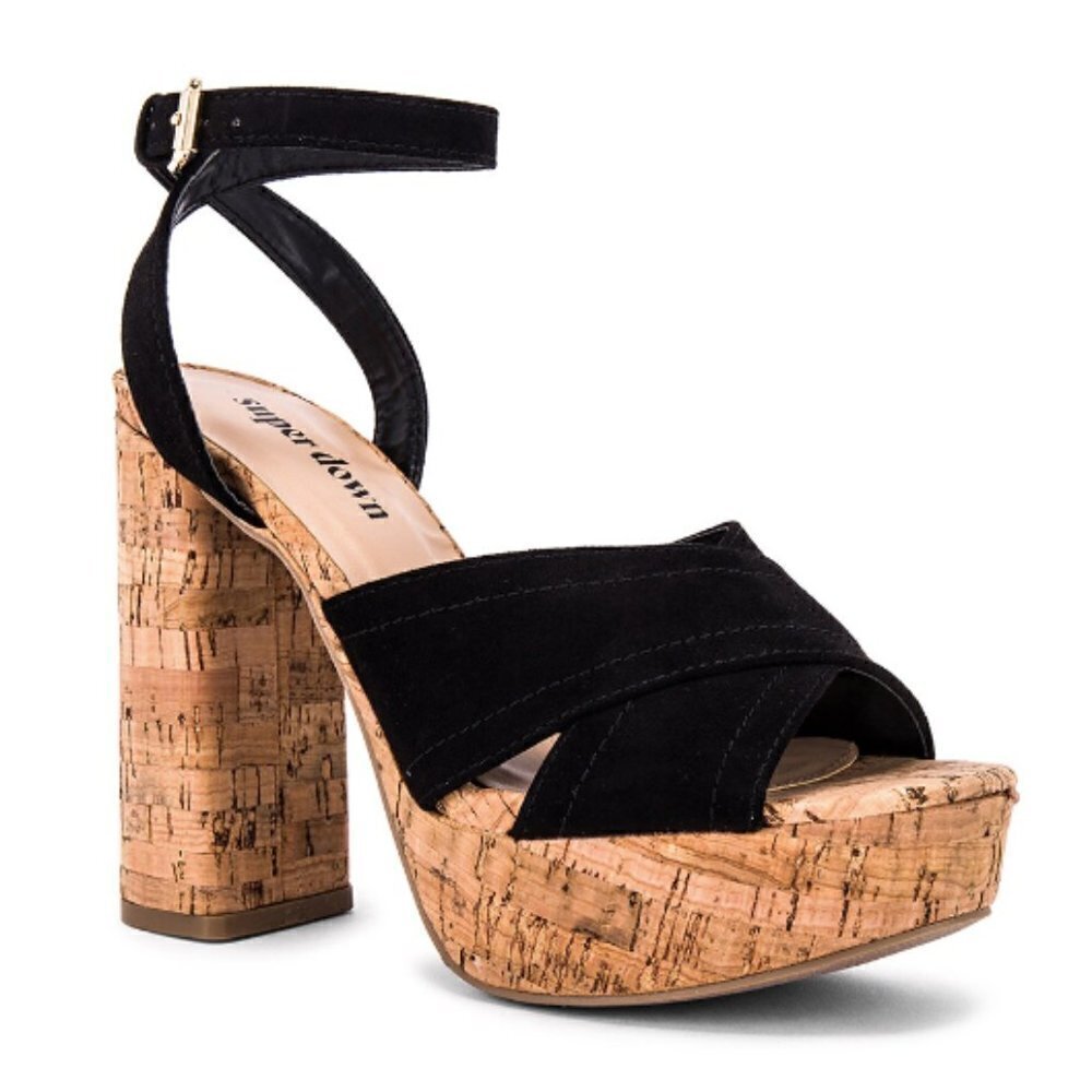 Superdown Sarah‎ Suede Heels in Black sz 7.5